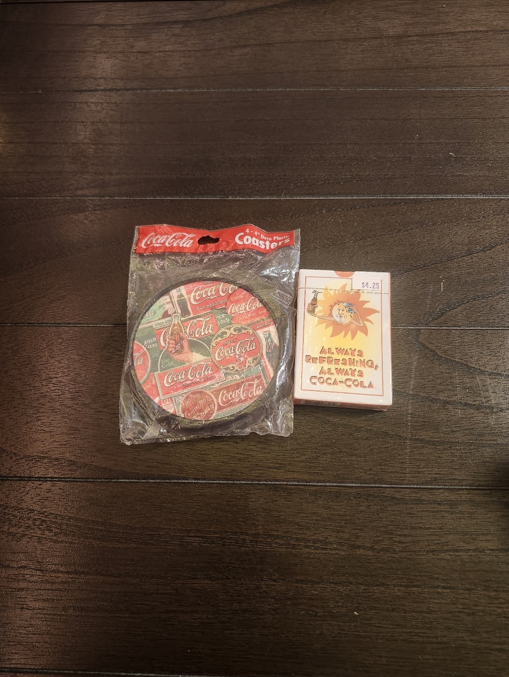 Lot of Two Vintage Coca Cola Products NOS Coasters and NIP Playing Cards Sealed
